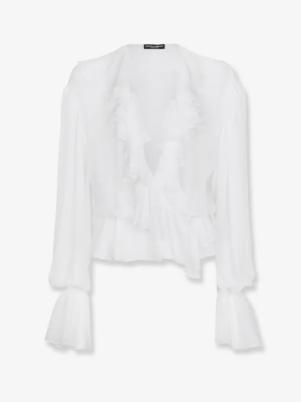 Shirt Silk Chiffon White made by Dolce & Gabanna