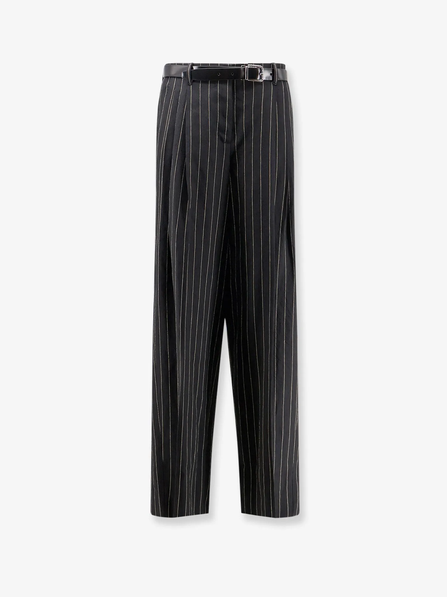 Trousers Wool-Linen Pinstripe Black sold by Lord & Taylor
