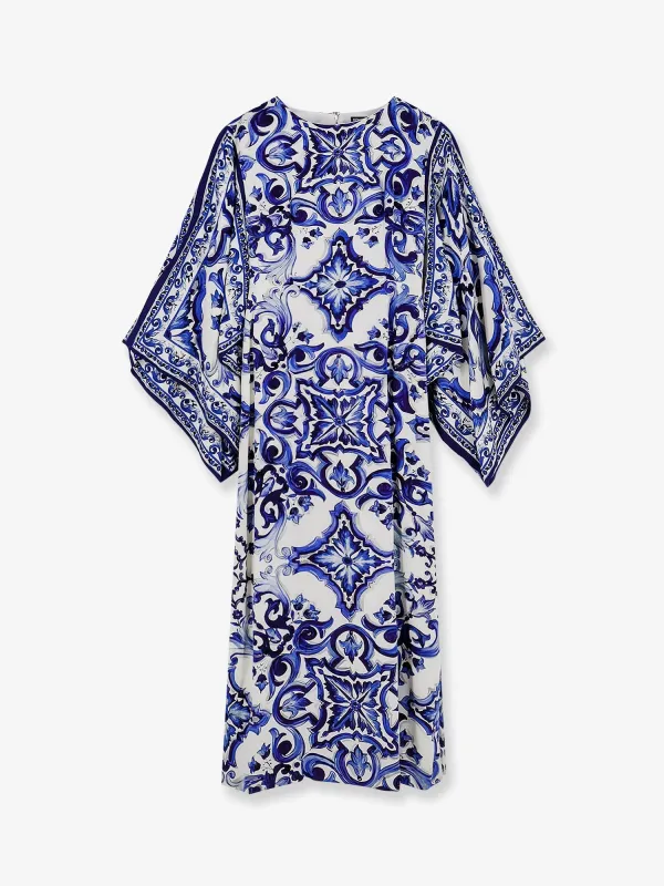 Long Silk Dress with Maiolica Print made by Dolce & Gabanna
