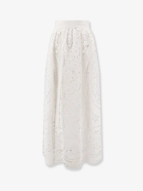 Skirt in Linen and Cotton with Lace Embroidery made by Dolce & Gabanna