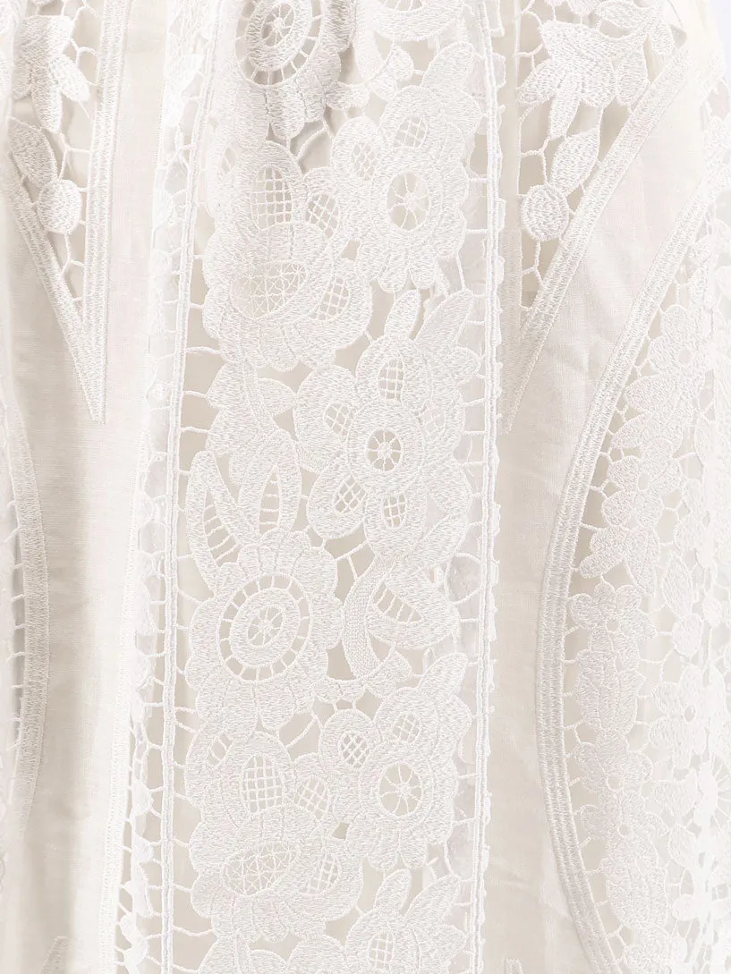 Skirt in Linen and Cotton with Lace Embroidery sold by Lord & Taylor product image thumbnail 3