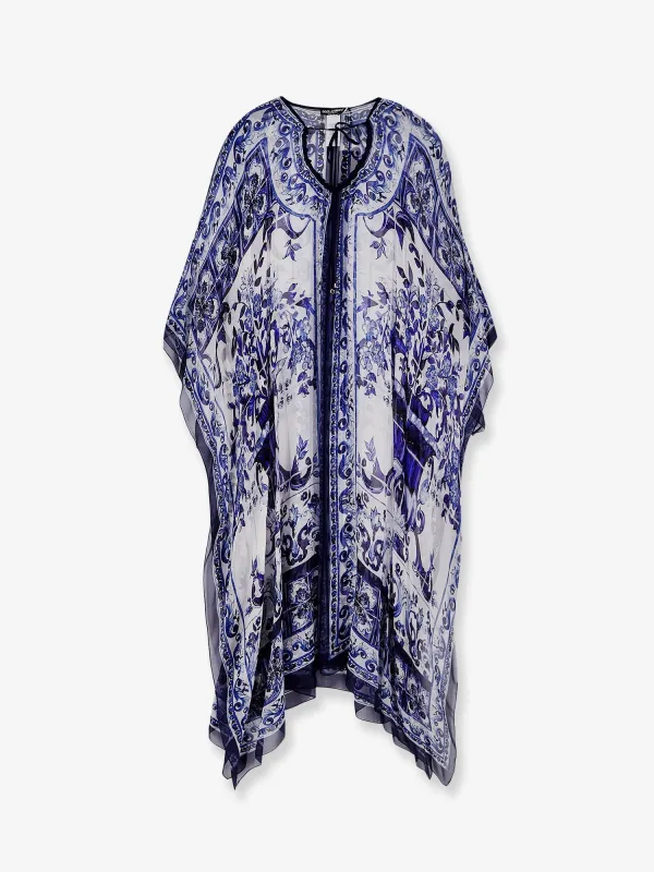 Kaftan Dress Kaftano Blue Silk made by Dolce & Gabanna