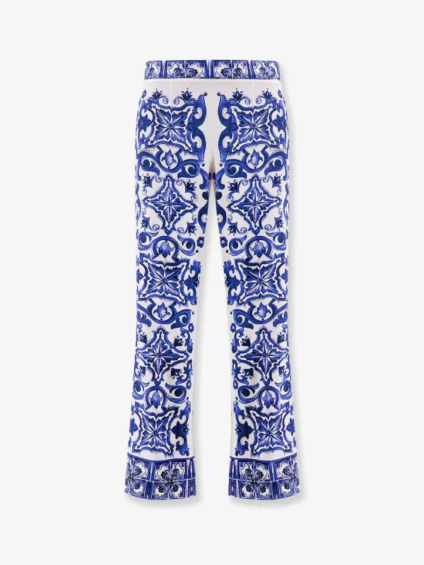 Trousers Silk Maiolica Print made by Dolce & Gabanna