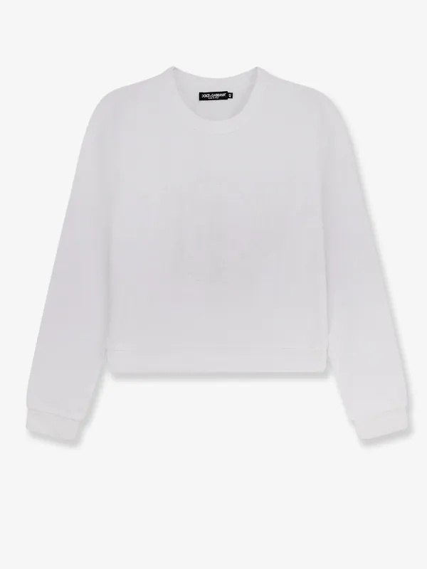 Cotton Sweatshirt with Logo Embroidery made by Dolce & Gabanna
