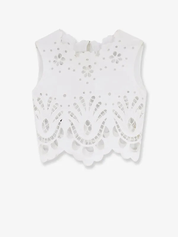 Crop Top in Cotton with Cut-Out Embroidery made by Dolce & Gabanna