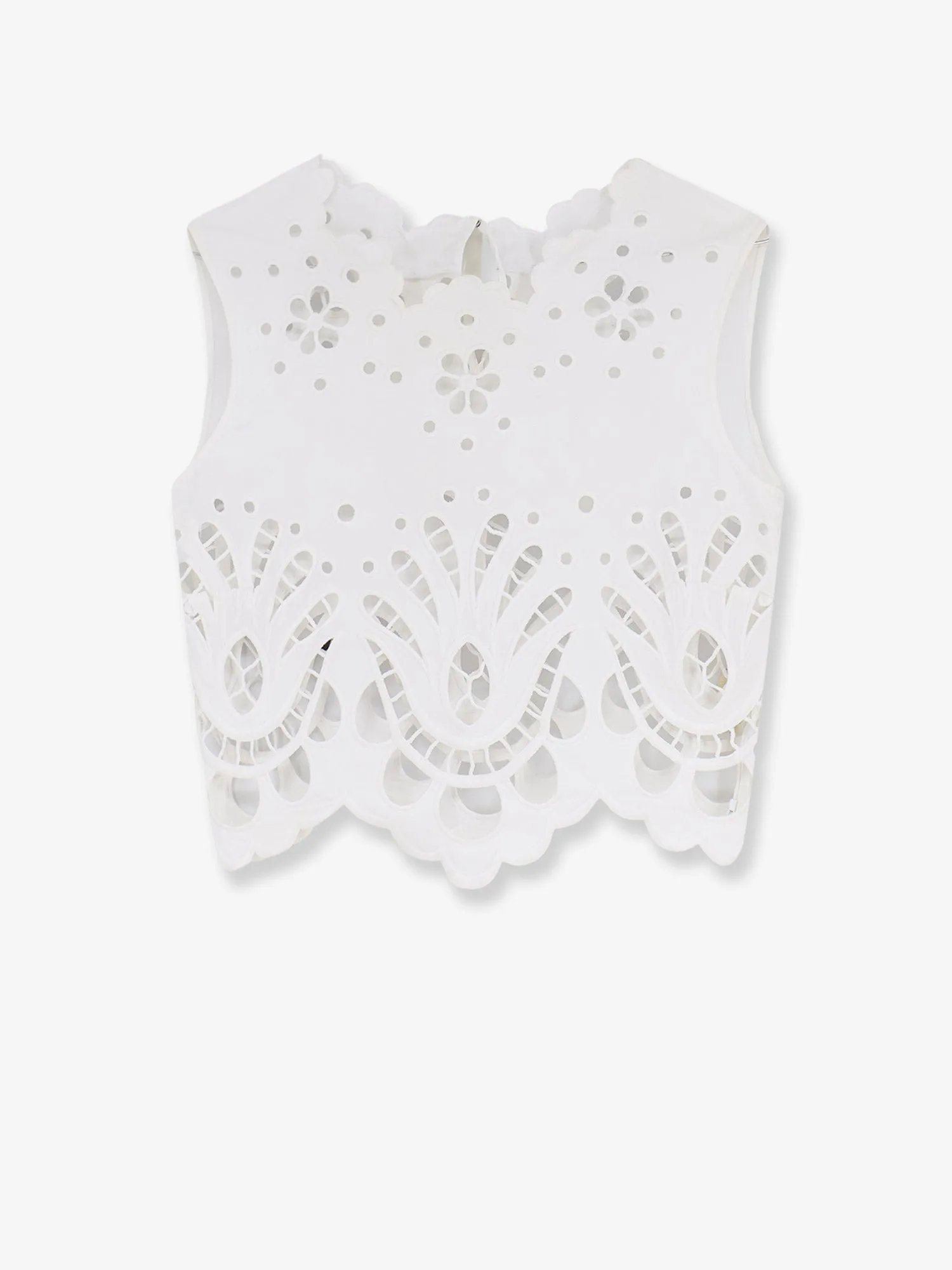 Crop Top in Cotton with Cut-Out Embroidery sold by Lord & Taylor