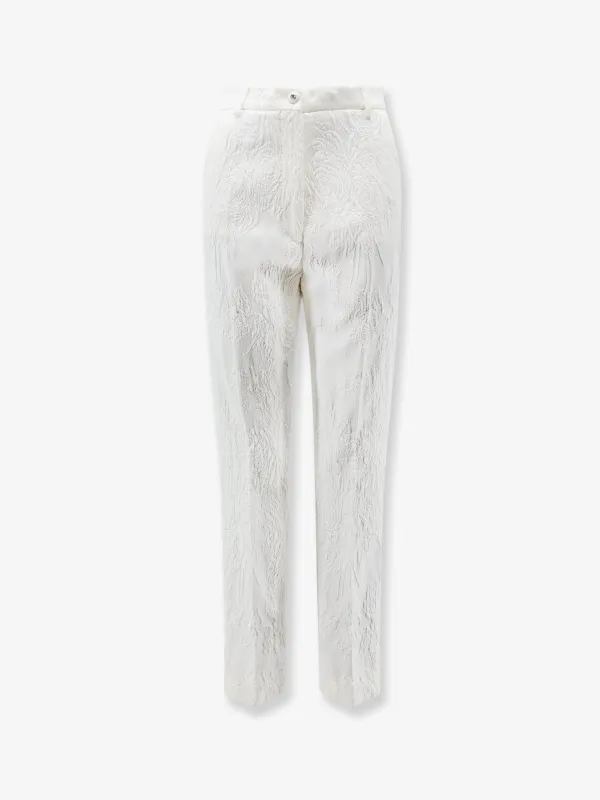Trousers High-Waist Cotton Viscose White made by Dolce & Gabanna