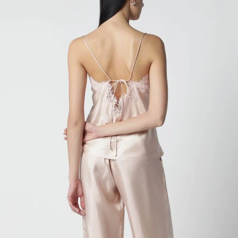 LIGHT PINK SILK TANK TOP WITH LACE sold by Lord & Taylor product image thumbnail 2