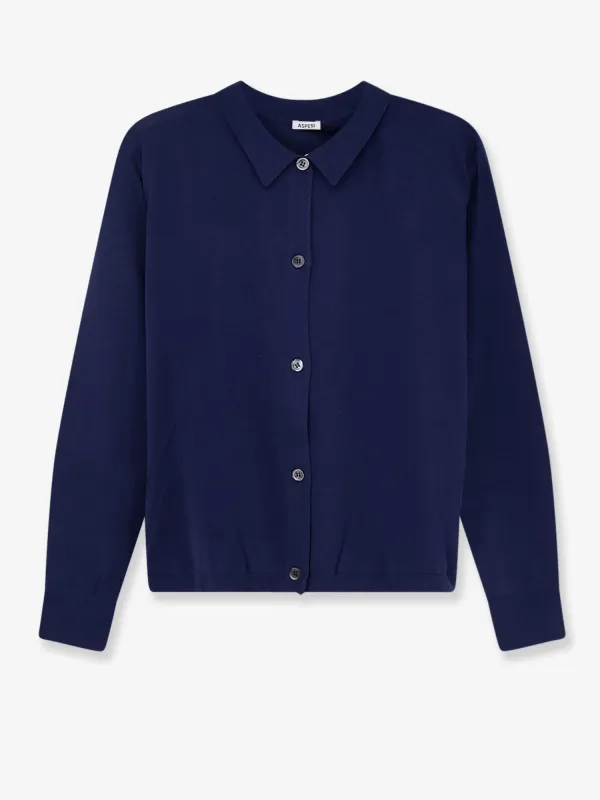 Cardigan Cotton-Silk-Linen Blue made by Aspesi