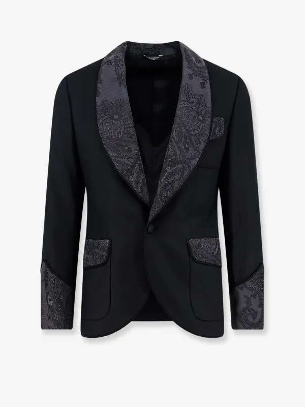 Blazer Virgin Wool Blend Black made by Dolce & Gabanna