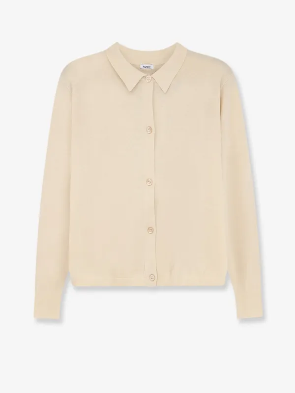Cardigan, Cotton-Silk-Linen Blend, Beige made by Aspesi
