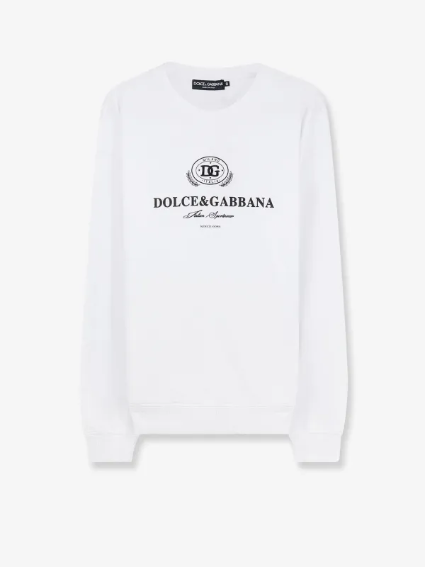 Sweatshirt with Logo Print, White made by Dolce & Gabanna