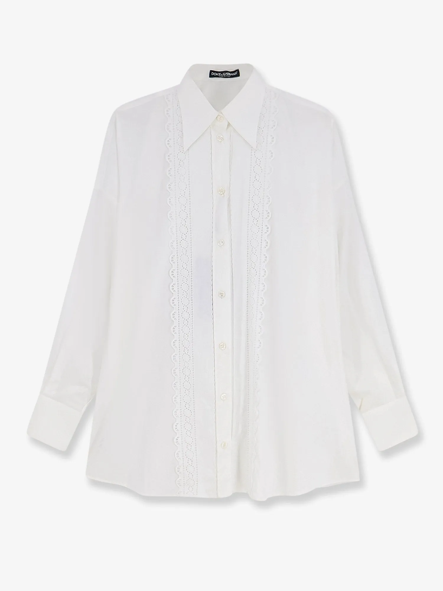 Oversize Cotton Shirt with Lace Trim sold by Lord & Taylor