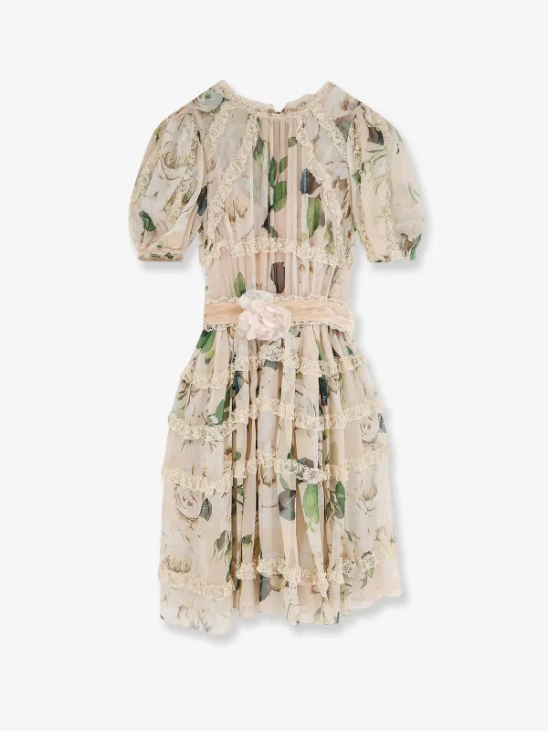 Dress Silk-Blend Beige made by Dolce & Gabanna
