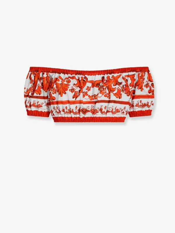 Cropped Top Maiolica Print Orange made by Dolce & Gabanna