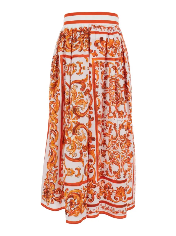 Midi Skirt Orange made by Dolce & Gabanna