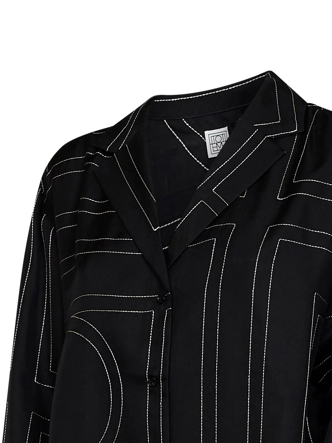 Silk PJ Shirt Black Monogram sold by Lord & Taylor product image thumbnail 3