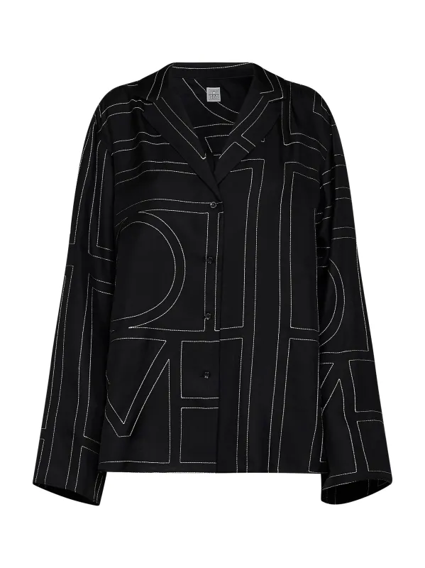 Silk PJ Shirt Black Monogram made by Toteme