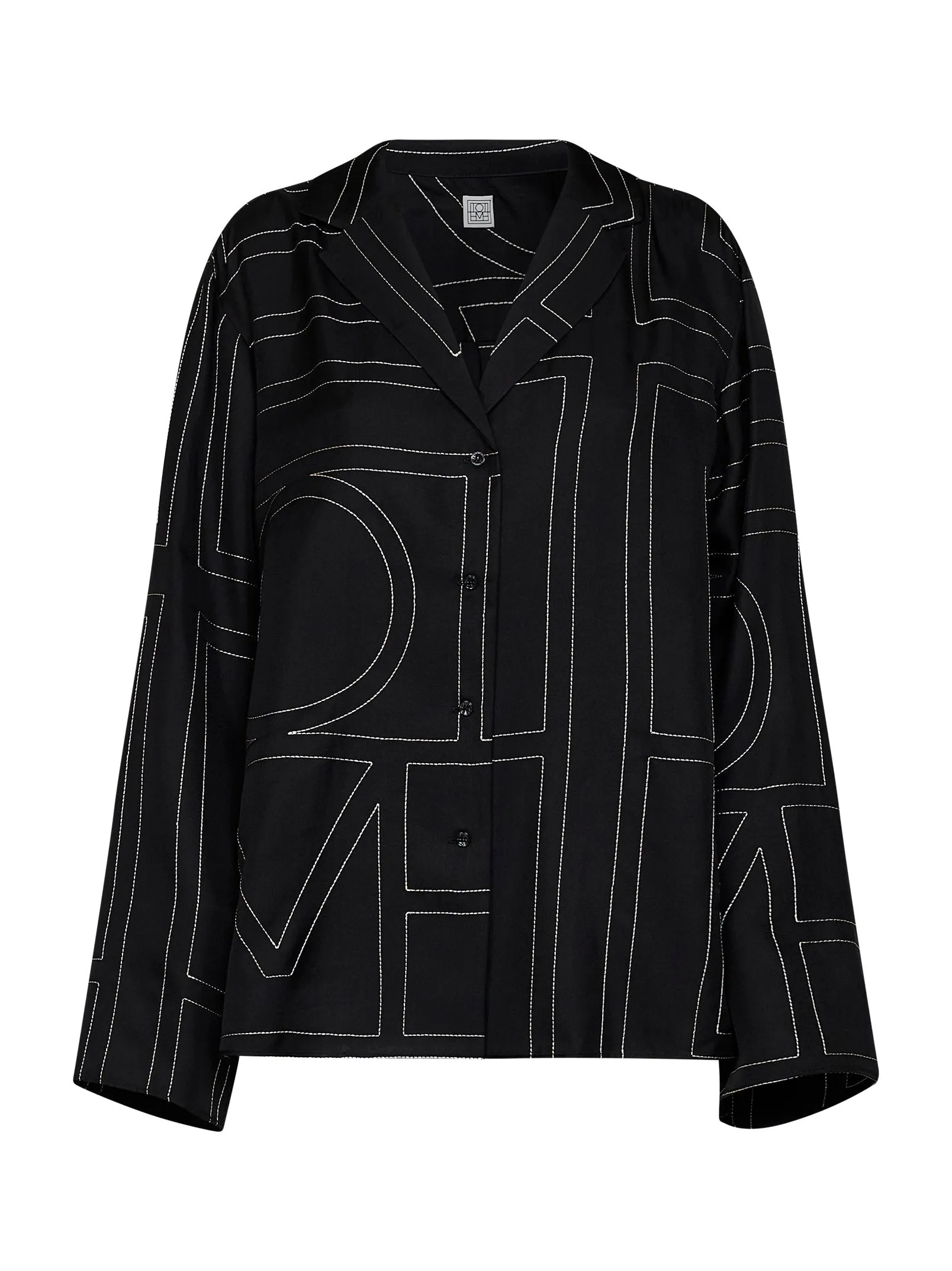 Silk PJ Shirt Black Monogram sold by Lord & Taylor