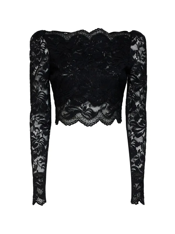 Cropped Lace Top — Black made by Rabanne