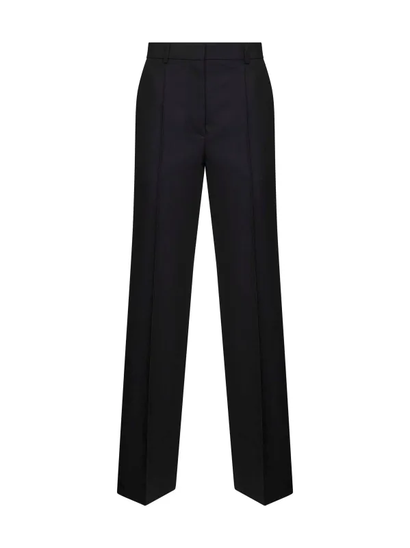 Straight-Leg Suit Trousers Black Wool-Blend made by Toteme
