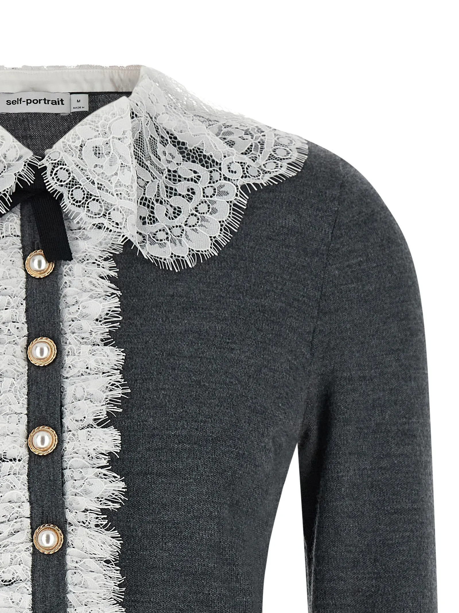 'Grey Lace Collar Knit' cardigan sold by Lord & Taylor product image thumbnail 3
