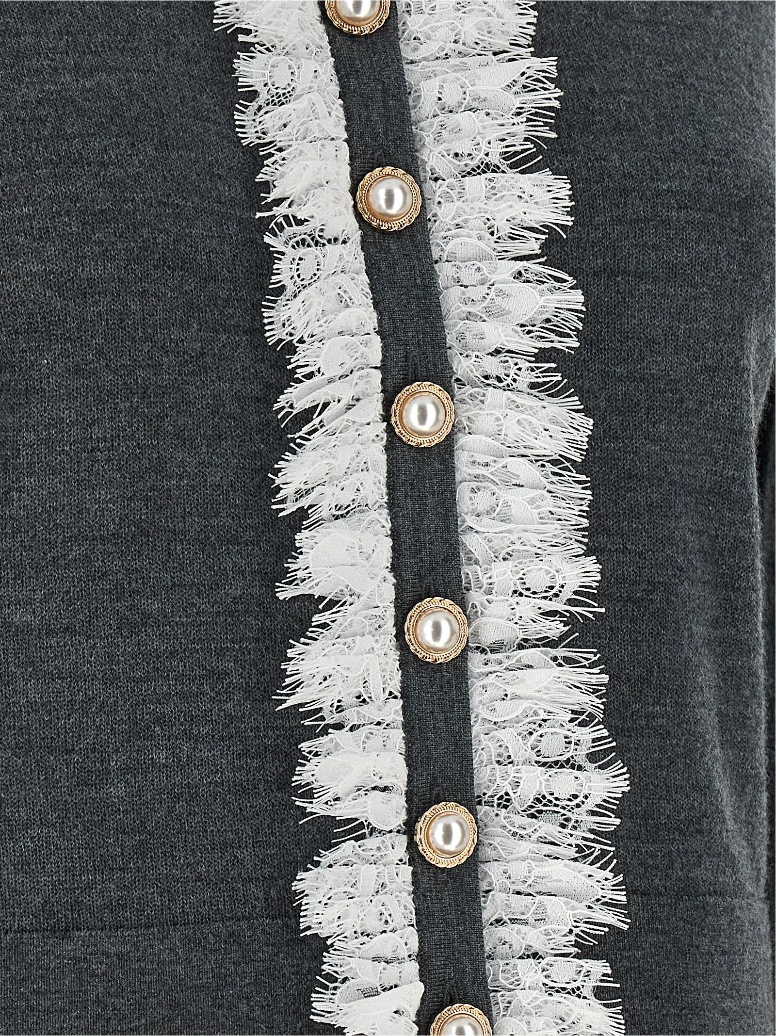 'Grey Lace Collar Knit' cardigan sold by Lord & Taylor product image thumbnail 4