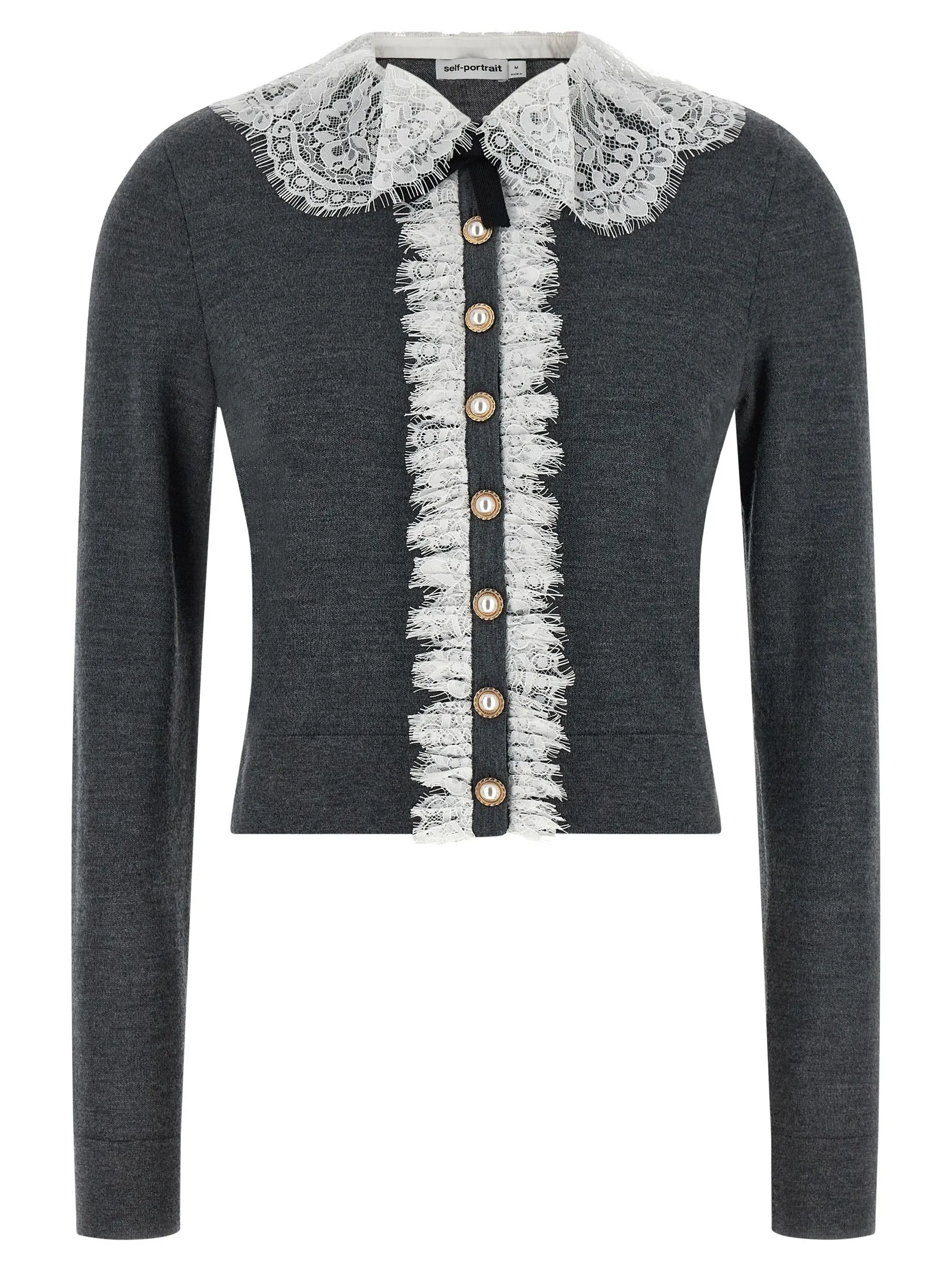 'Grey Lace Collar Knit' cardigan sold by Lord & Taylor