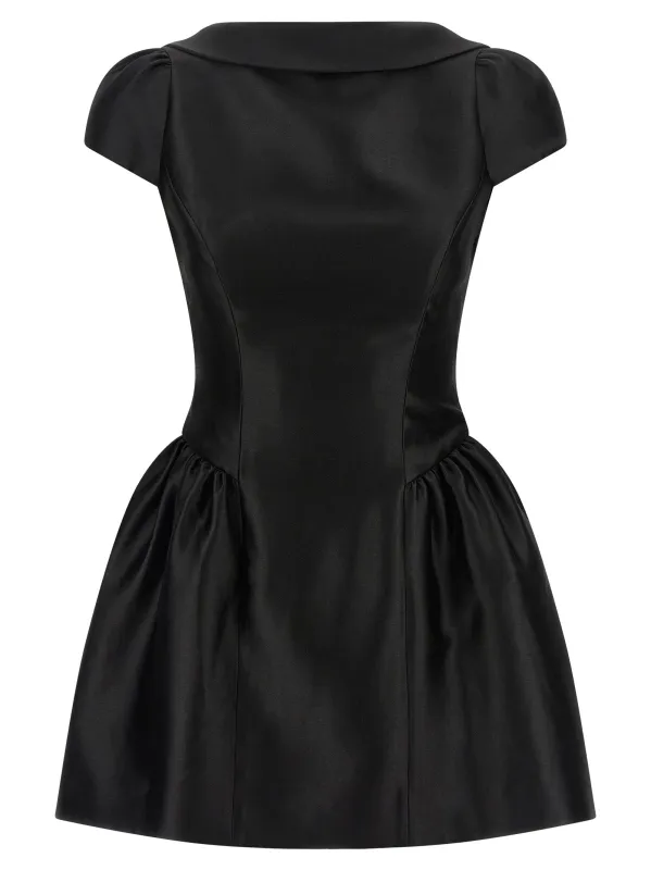 'Black Taffetà Collared Mini' dress made by Self-Portrait