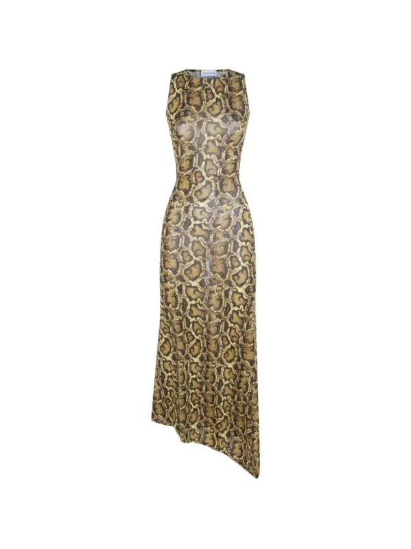 MARINE SERRE SNAKE-PRINT ASYMMETRIC DRESS made by Marine Serre