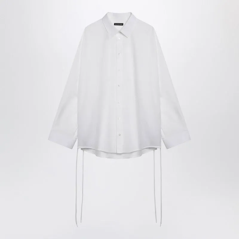 WHITE DRAWSTRING DETAIL BUTTON SHIRT made by Balenciaga