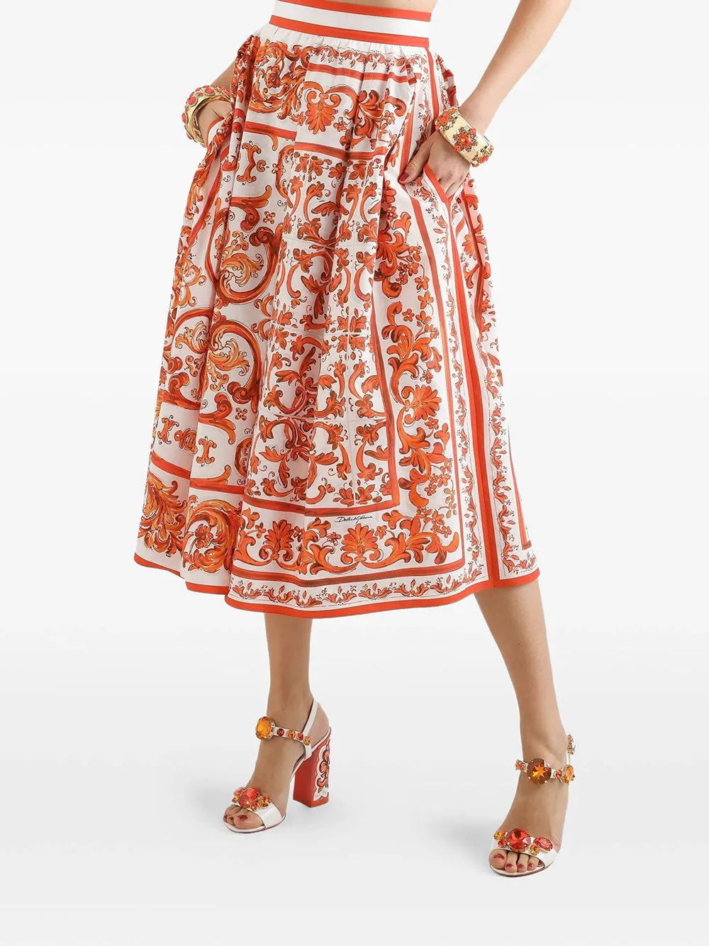 MAJOLICA-PRINT POPLIN PLEATED SKIRT sold by Lord & Taylor product image thumbnail 5