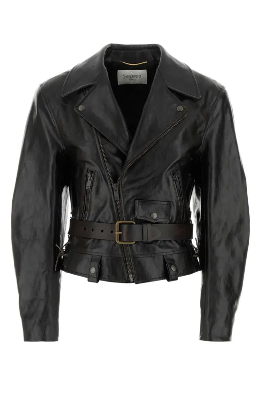 BLACK LEATHER JACKET made by Yves Saint Laurent