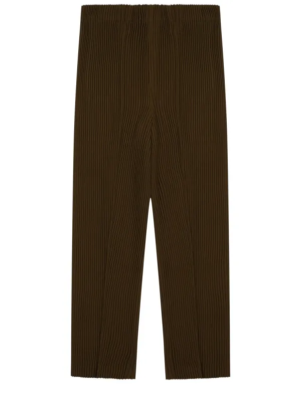 Pleated Tuxedo Trousers Brown made by Issey Miyake