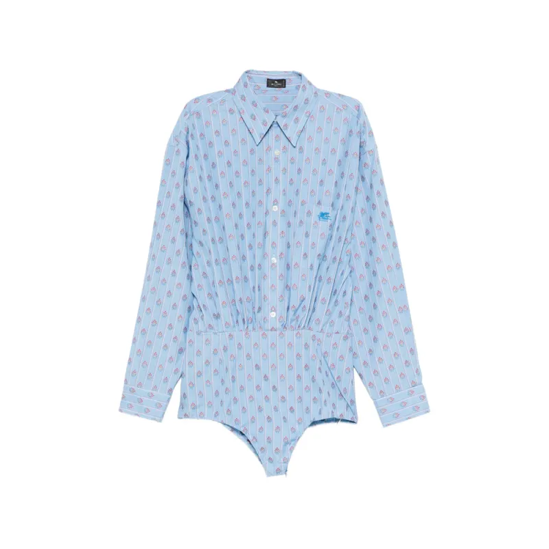 Cotton Bodysuit Blue made by Etro