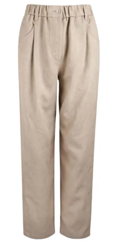 BEIGE PLEATED ELASTICATED WAIST TROUSERS made by Brunello Cucinelli