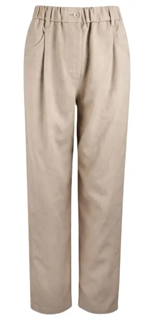 BEIGE PLEATED ELASTICATED WAIST TROUSERS sold by Lord & Taylor