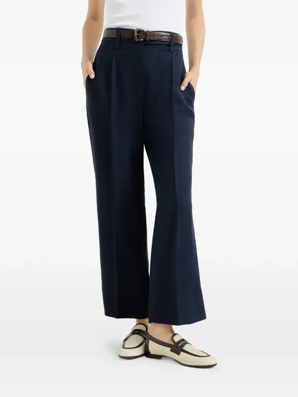 BLUE TWILL REGULAR FIT TROUSERS sold by Lord & Taylor product image thumbnail 3