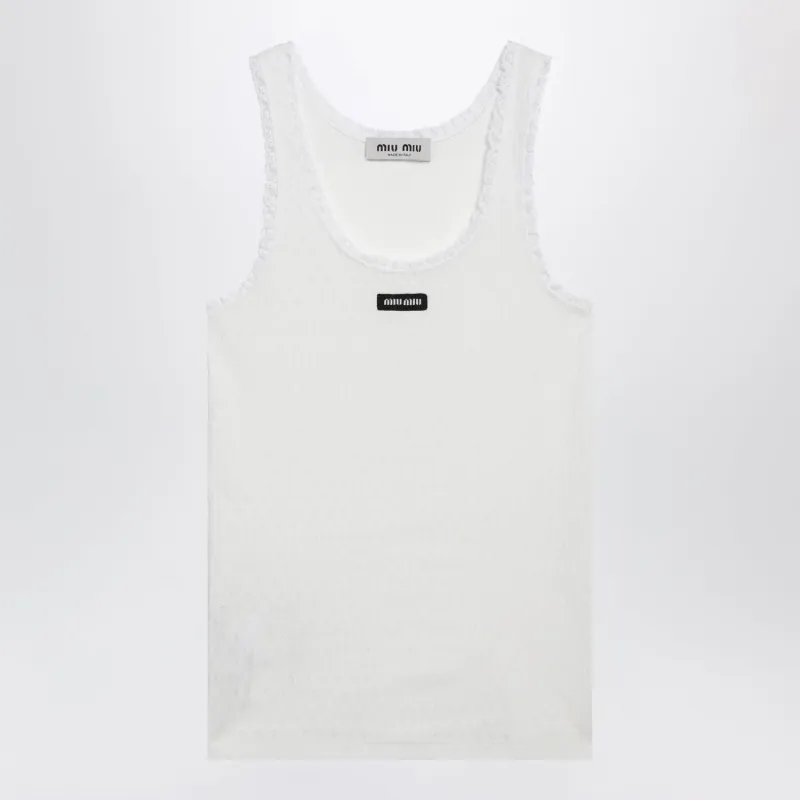 WHITE COTTON TANK TOP made by Miu Miu