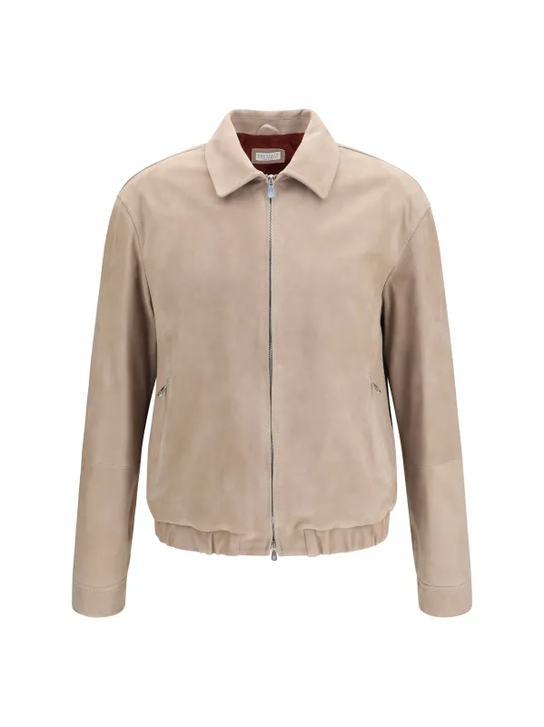 Leather Jacket with Elasticated Hem made by Brunello Cucinelli