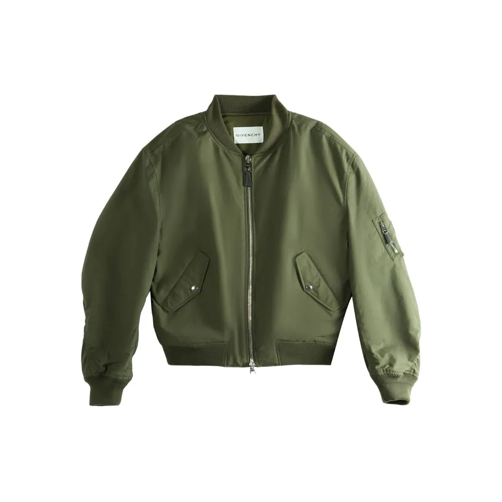 Bomber Jacket Green Cotton sold by Lord & Taylor