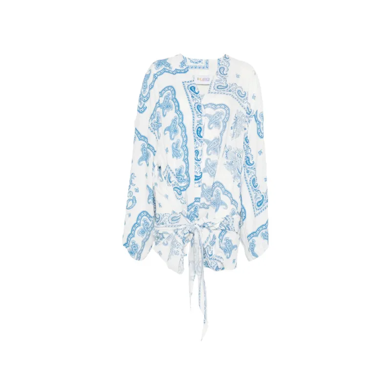 Dress V-neck White/Blue made by The Attico