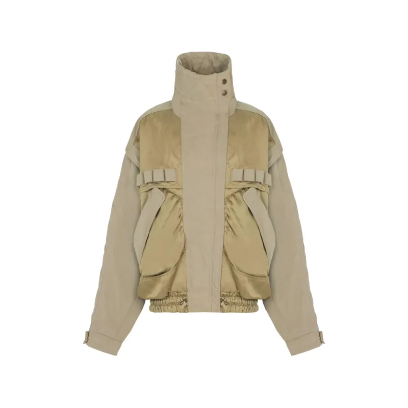 Bomber Jacket Green Quilted Collar made by Balmain