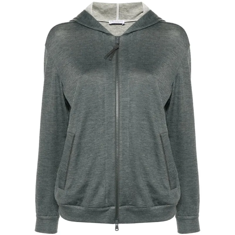 Hooded Sweatshirt Dark Grey Silk-Cotton made by Brunello Cucinelli
