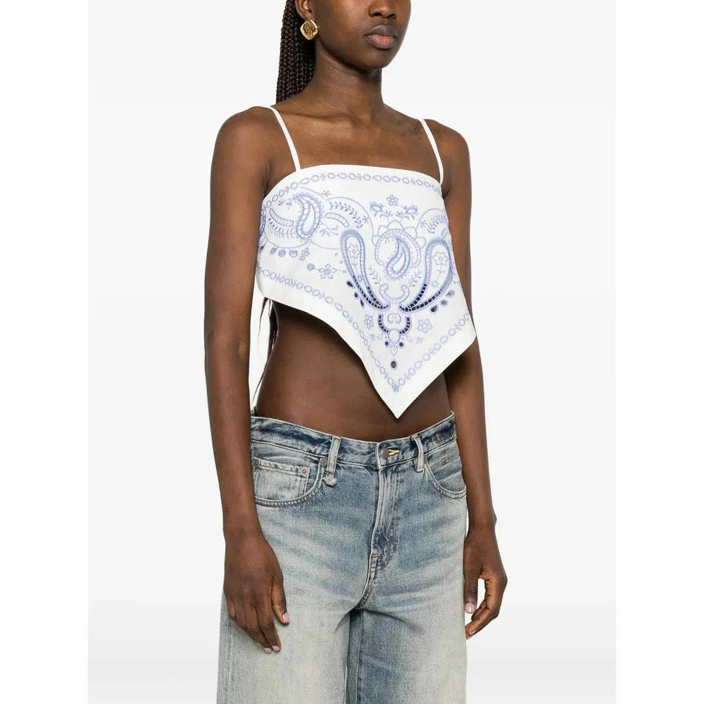 Tank Top Linen-Cotton White/Blue sold by Lord & Taylor product image thumbnail 4