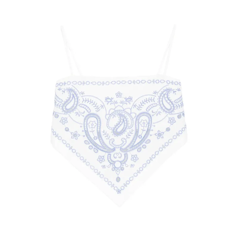 Tank Top Linen-Cotton White/Blue made by Self-Portrait