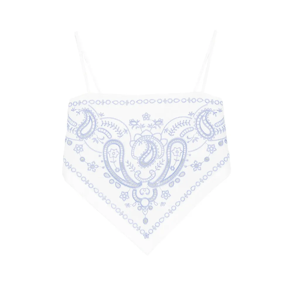 Tank Top Linen-Cotton White/Blue sold by Lord & Taylor