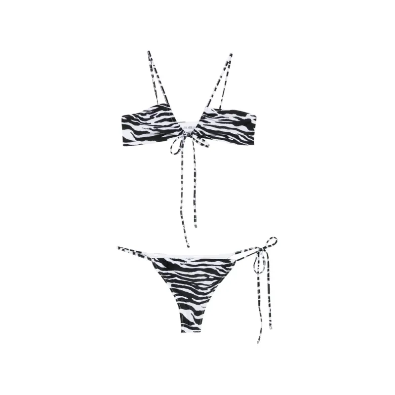 Bikini Set Zebra Print White/Black made by The Attico