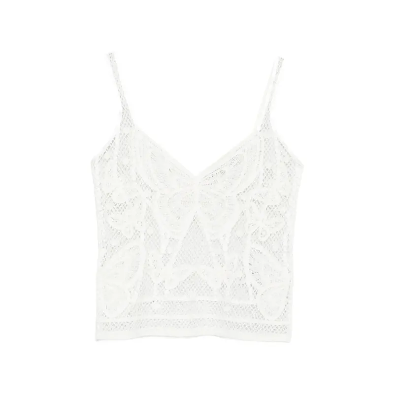 Cropped Lace Top White made by Blumarine