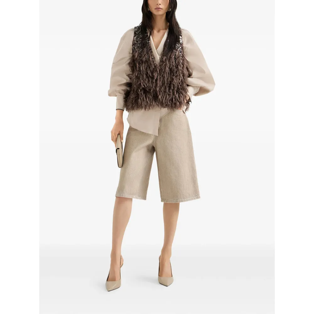 Waistcoat V-Neck with Sequin Embellishment — Brown sold by Lord & Taylor product image thumbnail 4